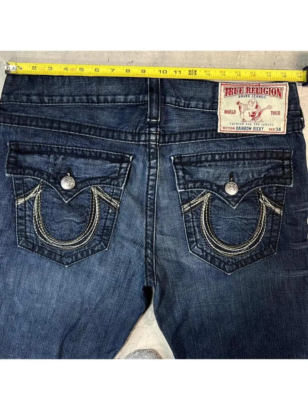 Vintage True Religion Rainbow Ricky Grunge Baggy Denim Jeans